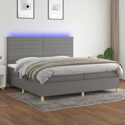 Κρεβάτι Boxspring με Στρώμα &amp; LED Σκ.Γκρι 200x200εκ. Υφασμάτινο - Γκρι