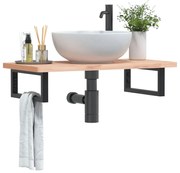 vidaXL Ράφι Νιπτήρα Τοίχου από Ατσάλι / Μασίφ Ξύλο Οξιάς