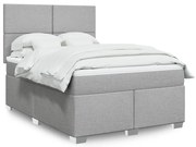 vidaXL Κρεβάτι Boxspring με Στρώμα Ανοιχτό Γκρι 140x190 εκ. Υφασμάτινο