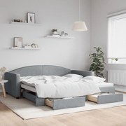 vidaXL Καναπές Κρεβάτι Συρόμενος Αν. Γκρι 100x200 εκ Ύφασμα &amp; Συρτάρια