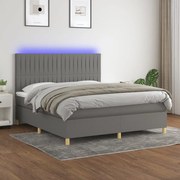 ΚΡΕΒΑΤΙ BOXSPRING ΜΕ ΣΤΡΩΜΑ &amp; LED ΣΚ.ΓΚΡΙ 180X200 ΕΚ ΥΦΑΣΜΑΤΙΝΟ 3135614