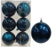 Σετ 6 τεμ. Χριστουγεννιάτικες Μπάλες Σκούρο Μπλέ Ραφ Περλέ 8cm 237886