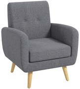 HOMCOM Πολυθρόνα σε Σκανδιναβικό Στυλ, Πολυθρόνα Accent, Κουμπωτό, Φυσικό + Ανοιχτό Γκρι