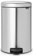 Κάδος απορριμμάτων με πεντάλ Brabantia NewIcon 649046, 20 l, Ομαλό κλείσιμο, Αντιολισθητική βάση, Ανθεκτικό στα δακτυλικά αποτυπώματα, Inox/Matte