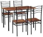 WOODWELL IVAR Set Τραπεζαρία Σαλονιού Κουζίνας: Τραπέζι + 4 Καρέκλες Μέταλλο Βαφή Μαύρο, Καρυδί Τρ.120x70x74 / Καρ.40x40x88 cm ΕΜ9789