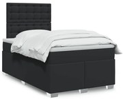 vidaXL Κρεβάτι Boxspring με Στρώμα Μαύρο 120 x 200 εκ. Συνθετικό Δέρμα