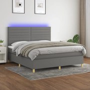 ΚΡΕΒΑΤΙ BOXSPRING ΜΕ ΣΤΡΩΜΑ &amp; LED ΣΚ.ΓΚΡΙ 160X200 ΕΚ ΥΦΑΣΜΑΤΙΝΟ 3135526