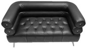 Bonsai Home Kαναπές διθέσιος Chesterfield PU Μαύρο 143x72x81εκ