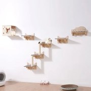 VEVOR Wall Mounted Cat Shelves Tree with Jumping Boards Nest Furniture Set of 5