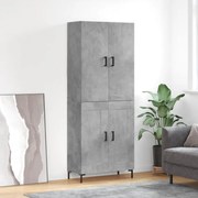 vidaXL Ντουλάπι Γκρι Σκυροδέματος 69,5x34x180 εκ. Επεξεργασμένο Ξύλο
