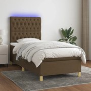 ΚΡΕΒΑΤΙ BOXSPRING ΜΕ ΣΤΡΩΜΑ &amp; LED ΣΚ.ΚΑΦΕ 90X200 ΕΚ. ΥΦΑΣΜΑΤΙΝΟ 3135648