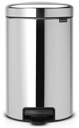 Κάδος με πεντάλ Brabantia NewIcon 649033, 12 l, Ομαλό κλείσιμο, Αντιολισθητική βάση, Μεταλλικός εσωτερικός κάδος, Inox