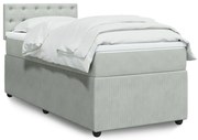 vidaXL Κρεβάτι Boxspring με Στρώμα Ανοιχτό Γκρι 100x200 εκ. Βελούδινο