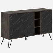Μπουφές Clara 0213951 142x35,6x83cm Marble Effect Black-Brown Μελαμίνη,Μέταλλο