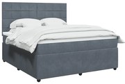 vidaXL Κρεβάτι Boxspring με Στρώμα Σκούρο Γκρι 180x200 εκ. Βελούδινο
