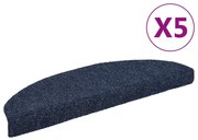 vidaXL Πατάκια Σκάλας Αυτοκόλ. 5 τεμ. Μπλε 65x21x4 εκ. Βελονιασμένα