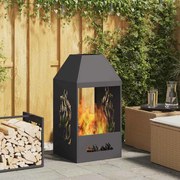 vidaXL Φωτιά Μαύρο 50 x 50 x 100 cm Κρύα έλαση από χάλυβα