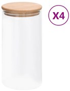 vidaXL Βάζα 4 τεμ. 1200 ml Γυάλινα με Καπάκι από Μπαμπού