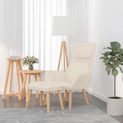 vidaXL Πολυθρόνα Relax Λευκό Κρεμ Βελούδινη με Σκαμπό