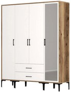 Ντουλάπα Τετράφυλλη Kumsal 845HCT5495 160x47,5x201,4cm Walnut-White Τετράφυλλη