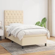 Κρεβάτι Boxspring με Στρώμα Κρεμ 80 x 200 εκ. Υφασμάτινο