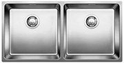 Blanco Andano-U 400/400-U Inox Λείος Νεροχύτης Υποκαθήμενος με 2 Γούρνες 86,5x44 cm