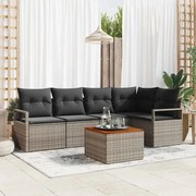vidaXL Σετ Καναπέ Κήπου με μαξιλάρι 6 pcs Γκρι συνθετικό ρατάν