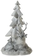 Χριστουγεννιάτικο Διακοσμητικό Δέντρο Με Τάρανδο Polyester Λευκό-Ασημί 12,5x12x20εκ. Zen Collection 25.42.51974