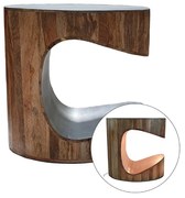 Artekko Artekko Gath Ξύλινο Βοηθητικό Τραπέζι με Μεταλλική Επιφάνεια και Φωτισμό E27 (51x30.5x51.4)cm 48736CE