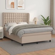 Κρεβάτι Boxspring με Στρώμα Καπουτσίνο 140x200εκ.από Συνθ.Δέρμα - Καφέ