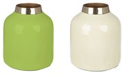 Βάζο "Roro" Μέταλλο Cream Πράσινο PU Pcs. Assorted H. 10 cm D. 85 cm