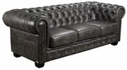 CHESTERFIELD Birmingham Καναπές 3Θέσιος Σαλονιού Καθιστικού, Δέρμα Antique Grey