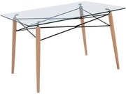 WOODWELL Ε7081,2ART Wood Τραπέζι Κουζίνας Τραπεζαρίας, Οξιά Φυσικό, Επιφάνεια Γυαλί 120x80x74cm Ε7081,2