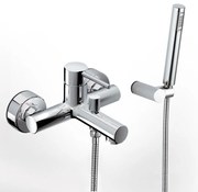 Eurorama Tonda Chrome Μπαταρία Λουτρού Με Tηλέφωνο Anticalcare, Eπίτοιχο Στήριγμα Tηλεφώνου &amp; Άθραυστο Σπιράλ 145210-100