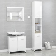 vidaXL Σετ Επίπλων Μπάνιου 3 Τεμαχίων Γυαλιστερό Λευκό από Επεξ. Ξύλο