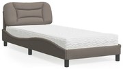 vidaXL Κρεβάτι με Στρώμα Taupe 90x200 εκ. Υφασμάτινο