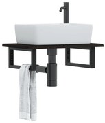 vidaXL Ράφι Νιπτήρα Τοίχου από Ατσάλι / Μασίφ Ξύλο Δρυός