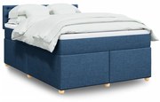 Κρεβάτι Boxspring με Στρώμα Μπλε 140x200 εκ. Υφασμάτινο