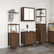 vidaXL Σετ επίπλων μπάνιου  3 τεμαχίων σε καφέ δρυός με επεξεργασμένο ξύλο