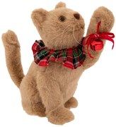 Χριστουγεννιάτικη Διακοσμητική Φιγούρα Γάτας 90328 25x14x26cm Multi-Beige