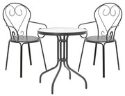 Σετ Κήπου Τραπεζαρία Watson - Monasty 3 τεμ Μεταλλικό Μαύρο 60x60x70 εκ.