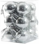Σετ/12 Χριστουγεννιάτικες Μπάλες Ασημί 2.5cm 234382