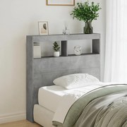 vidaXL Κεφαλάρι με Αποθηκ. Χώρο &amp; LED Γκρι Σκυρ. 100x17x102 εκ.