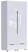 Ντουλάπα δίφυλλη Afina mdf σε λευκή glossy απόχρωση 100x57x213εκ