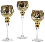 Χριστουγεννιάτικα Κηροπήγια Χρυσό Σετ 3Τμχ