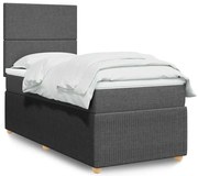 vidaXL Κρεβάτι Boxspring με Στρώμα Σκούρο Γκρι 80x200 εκ. Υφασμάτινο