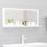vidaXL Καθρέφτης Μπάνιου Γυαλιστερό Λευκό 90x10,5x37 εκ. Επεξ. Ξύλο