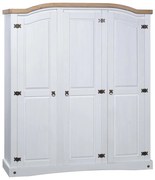 vidaXL Ντουλάπα με 3 Πόρτες Μεξικάνικο Στιλ Corona Λευκή Ξύλο Πεύκου