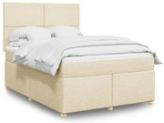 vidaXL Κρεβάτι Boxspring με Στρώμα Κρεμ 140x200 εκ. Υφασμάτινο