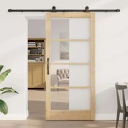 vidaXL Συρόμενη Πόρτα Χειροκίνητος Καφέ 93 x 202 cm Ξύλο και μέταλλο